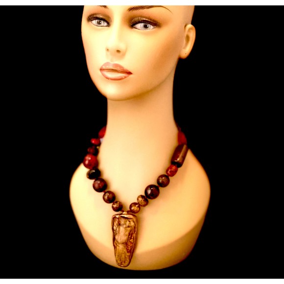 Pellini Necklace Signed Brutalist Acrylic Gold Copper Mixed Metals 80’s